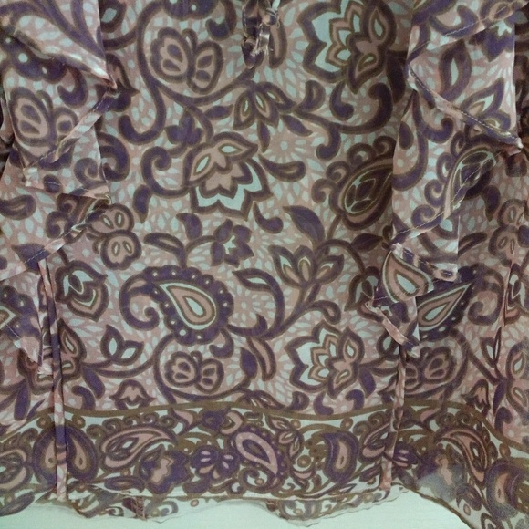 DONATING 8/1 Sheer ruffled paisley print top - Picture 4 of 7